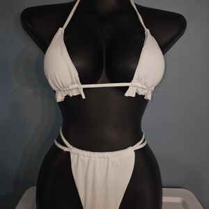 White Halter Bikini Set.  #1184